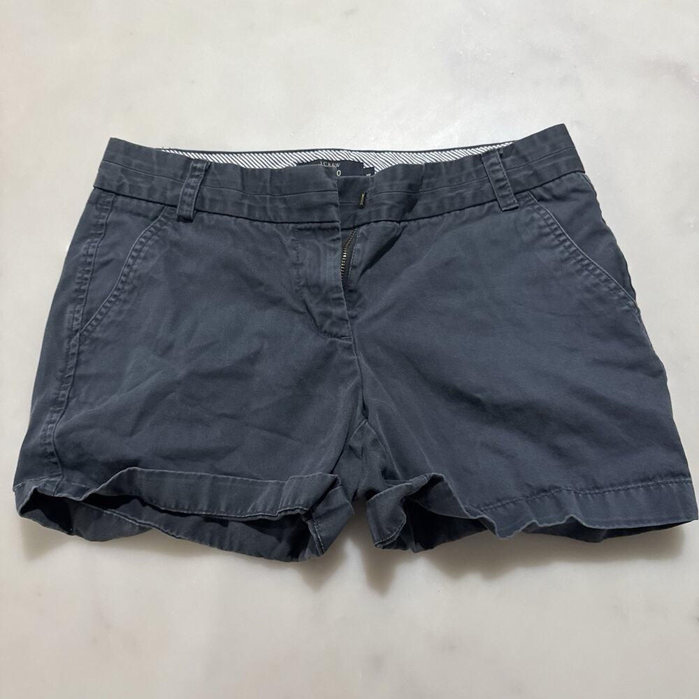 J.CREW Women's 4 100% Cotton Navy Chino Flat Front Twill Shorts Pockets